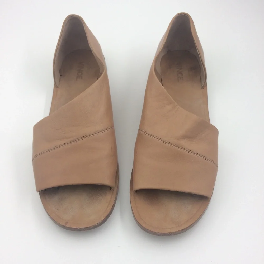 Vince Half D’Orsay Open Toe Flat in Leather